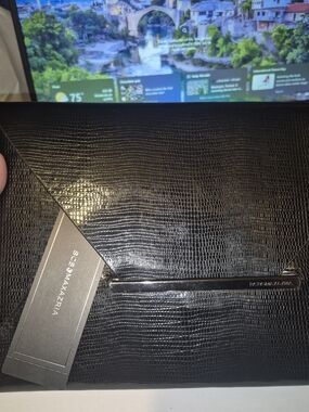 BCBG Black Textured Envelope Clutch